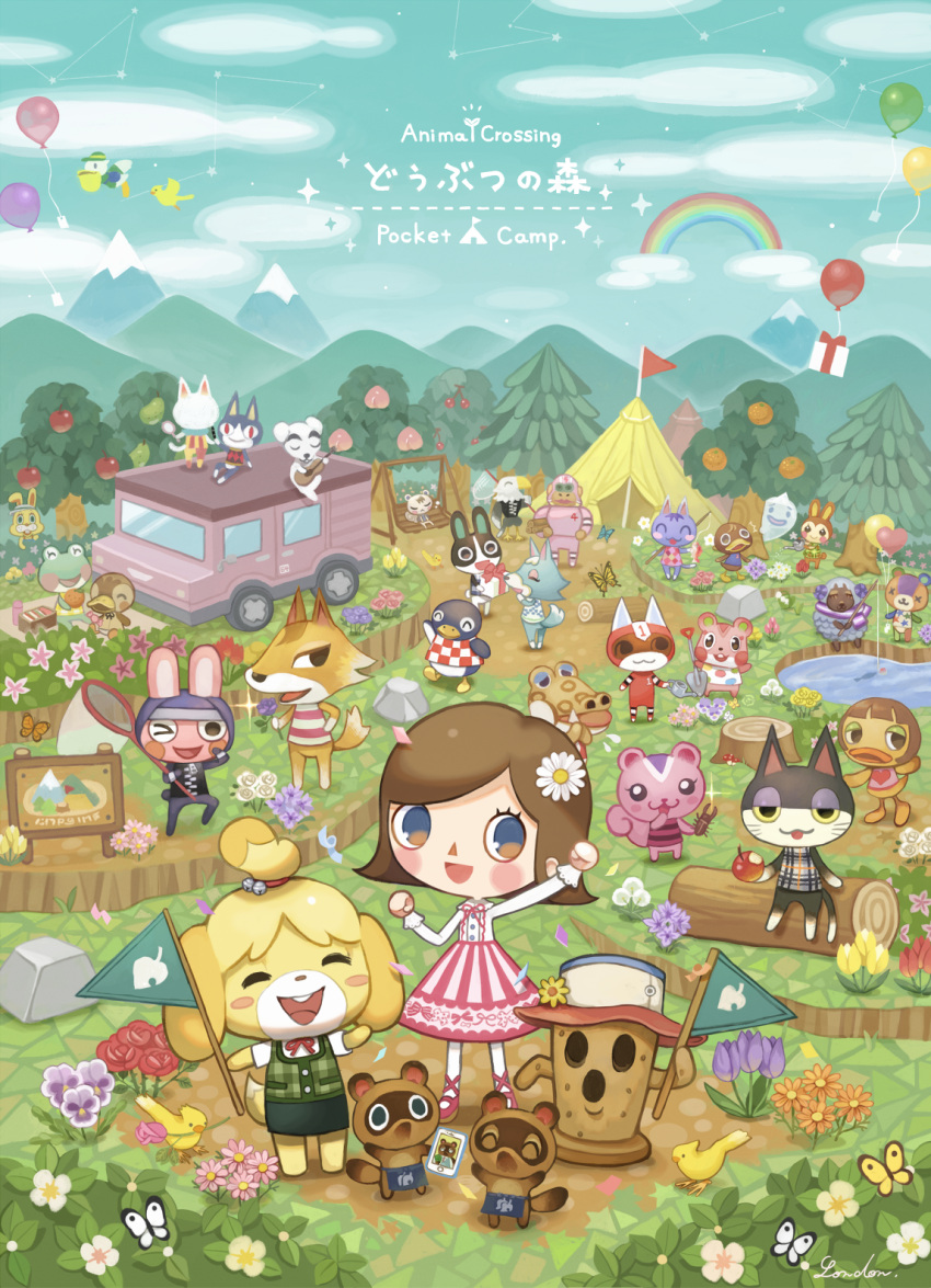 6+boys 6+girls alfonso_(animal_crossing) animal_crossing apollo_(animal_crossing) apple_(animal_crossing) baabara_(animal_crossing) balloon bill_(animal_crossing) blanca_(animal_crossing) box brown_hair bug bunnie_(animal_crossing) butterfly butterfly_net chief_(animal_crossing) cloud cloudy_sky constellation dotty_(animal_crossing) fishing flag flower gift gift_box gyroid_(animal_crossing) hand_net highres isabelle_(animal_crossing) k.k._slider_(animal_crossing) kid_cat_(animal_crossing) leaf lily_(animal_crossing) log long_sleeves maelle_(animal_crossing) marshal_(animal_crossing) molly_(animal_crossing) motor_vehicle multiple_boys multiple_girls orange_flower outdoors peanut_(animal_crossing) pete_(animal_crossing) pink_flower plant punchy_(animal_crossing) purple_flower rainbow red_flower roald_(animal_crossing) rocket_(animal_crossing) rosie_(animal_crossing) rover_(animal_crossing) shirosaki_london short_hair sky skye_(animal_crossing) snake_(animal_crossing) stitches_(animal_crossing) timmy_(animal_crossing) tom_nook_(animal_crossing) tommy_(animal_crossing) tree truck tulip villager_(animal_crossing) water white_flower wide_shot wisp_(animal_crossing) yellow_flower zipper_t_bunny_(animal_crossing)