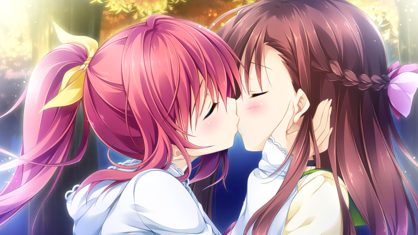 asakura_chihiro ensemble_(company) game_cg kissing long_hair natsume_akari otome_ga_irodoru_koi_no_essence red_hair trap