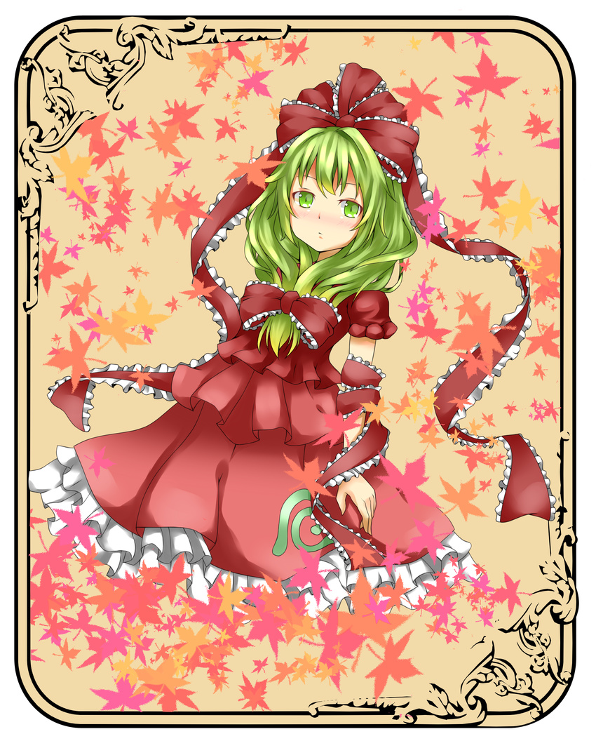 bad_id bad_pixiv_id female front_ponytail highres kagiyama_hina leaf maple_leaf muttan_(ashiru-f) solo touhou