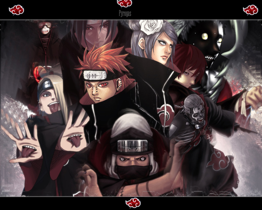 akatsuki akatsuki_(naruto) artist_request black_hair blonde_hair blue_hair corpse deidara hidan kakuzu konan labret_piercing naruto naruto_shippuuden ninja orange_hair pain pain_(naruto) pain_(tendo) pein piercing red_hair rinnegan sasori short_hair tobi uchiha_itachi uchiha_obito zetsu