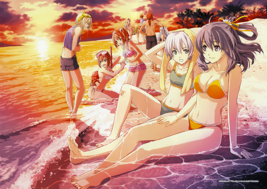 beach eiyuu_densetsu elie_macdowell enami_katsumi falcom fran_seeker kea lloyd_bannings noël_seeker sunset swimsuit tio_plato zero_no_kiseki