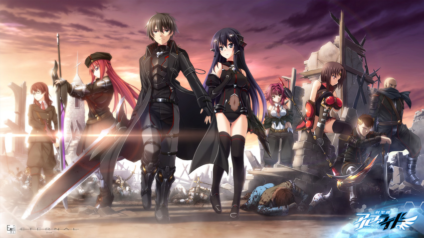 armor cleavage dariya efrem eternal figneria kenseiki_alpha_ride leotard megane no_bra see_through selene_(kenseiki) shamala shizuma_takebuchi stigma sword tagme thighhighs uniform victor_(kenseiki) wallpaper weapon