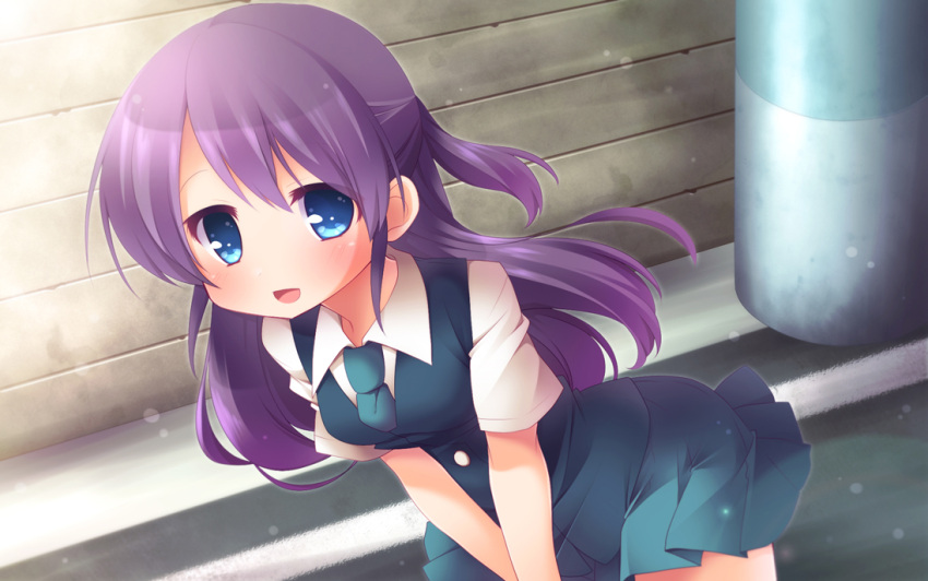 bad_id bad_pixiv_id blue_eyes female half_updo inazuma_eleven inazuma_eleven_(series) kudou_fuyuka long_hair photoshop_(medium) purple_hair ringo_yuyu school_uniform