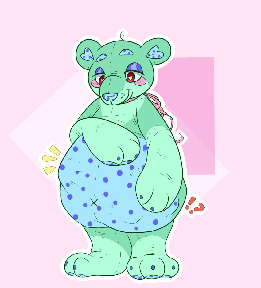 2023 ambiguous_gender ambiguous_prey animate_inanimate bear belly big_belly digital_drawing_(artwork) digital_media_(artwork) forced hand_on_belly hand_on_own_belly heart_eyes heart_symbol hi_res living_plushie mammal oral_vore overweight plushie plushie_pred plushie_vore querkii_cat143 safe_vore same_size_vore soft_vore solo standing stitch_(sewing) struggling struggling_prey teddy_bear vore