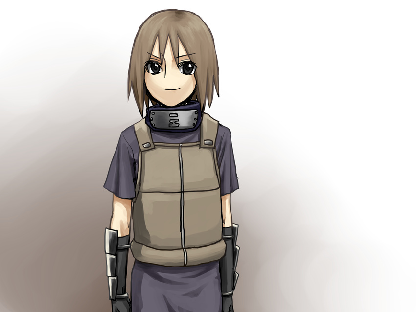 bad_id bad_pixiv_id black_eyes brown_hair female forehead_protector gloves highres kuukai_(adexi) matsuri_(naruto) naruto naruto_(series) naruto_shippuuden solo sunagakure_symbol