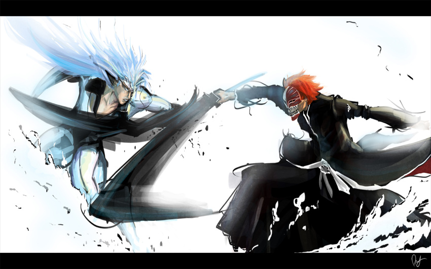 bleach grimmjow_jeagerjaques kubo_tite kurosaki_ichigo white