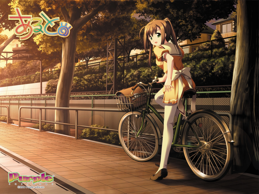 aruto bike brown_hair pantyhose purple_software seifuku tachibana_megumi