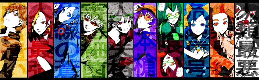 4boys 6+girls aikawa_jun colorful column_lineup commentary_request highres ii-chan irohara_mitabi ishimaru_kouta kunagisa_tomo multiple_boys multiple_girls niounomiya_izumu niounomiya_rizumu omokage_magokoro saitou_takashi text_focus utsurigi_gaisuke yukariki_ichihime zaregoto_series zerozaki_hitoshiki