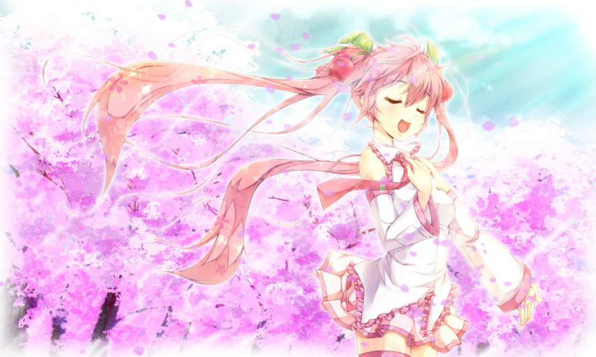 hatsune_miku sakura_miku thighhighs vocaloid yukinon