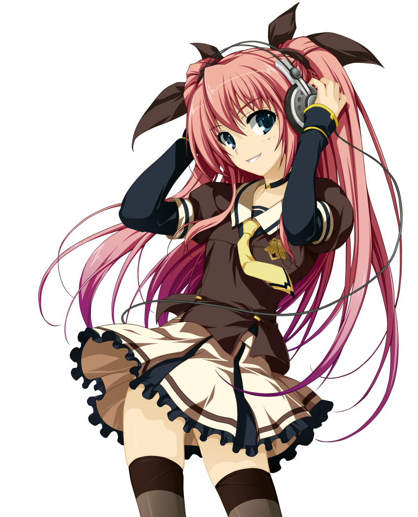 akatsuki_no_goei headphones nikaidou_reika thighhighs tomose_shunsaku transparent_png vector_trace