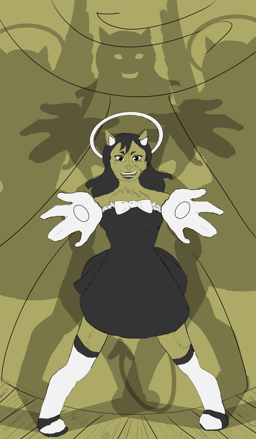 absurd_res alice_angel angel angel_humanoid anthro bendy_and_the_ink_machine clothed clothing cosplay demon demon_humanoid ditta_ragdoll domestic_cat felid feline felis female halo hi_res horn humanoid hybrid mammal tentacle~mom~