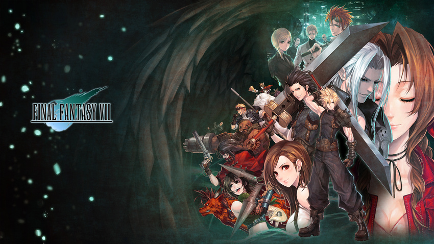 aerith_gainsborough artist_request barret_wallace cait_sith cid_highwind cloud_strife elena_(ff7) everyone evilgun final_fantasy final_fantasy_vii red_xiii reno rude rufus_shinra sephiroth sword tifa_lockhart tseng turks vincent_valentine yuffie_kisaragi zack_fair