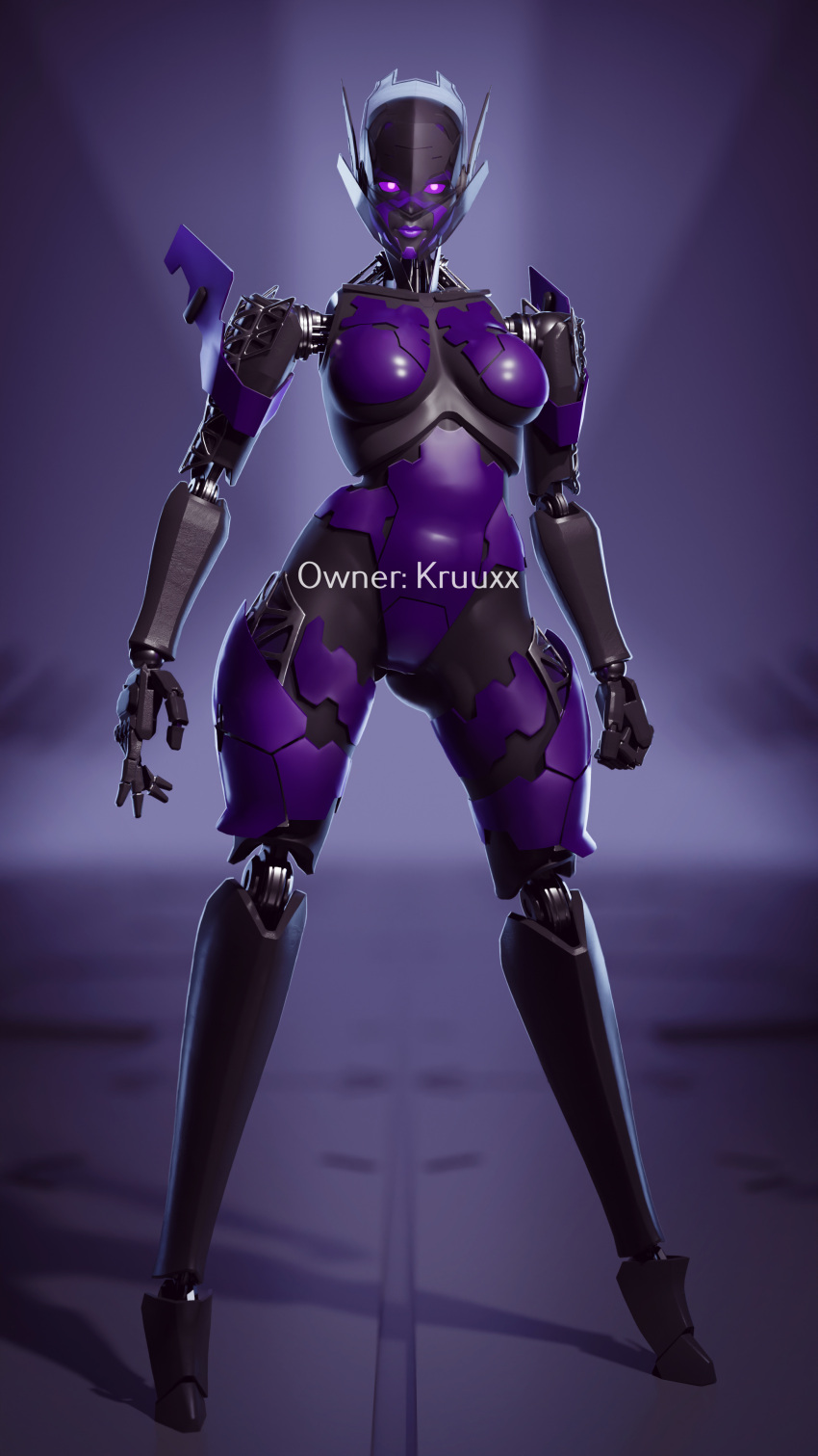 absurd_res android apulaz breasts distracting_watermark female futuristic hi_res humanoid living_machine machine purple_eyes robot science_fiction solo theta_(kruuxx) thighs watermark