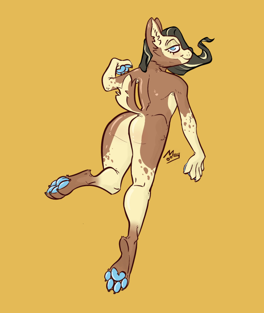 anthro ass canid canine character colored cuttypaws female hi_res invalid_tag looking_back mainyck mammal pastel_colors rear_view solo