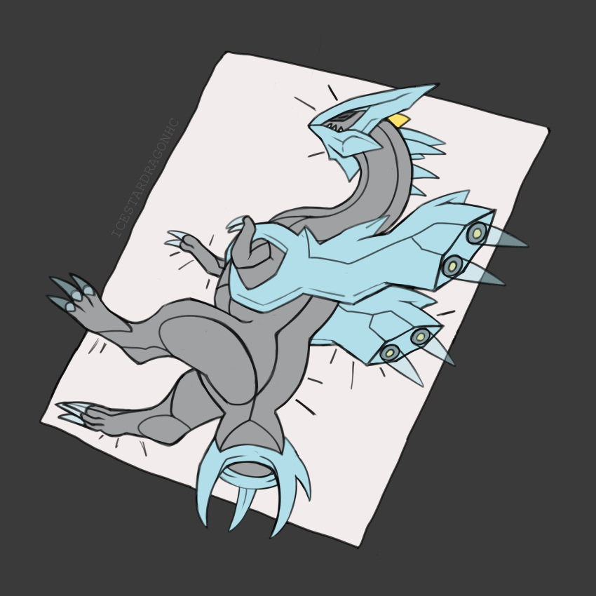 1:1 anthro closed_eyes dragon dying dying_in_a_glue_trap generation_5_pokemon glue glue_trap grey_body hi_res humor icestardragonhc kyurem legendary_pokemon meme mythological_creature mythological_scalie mythology nintendo pokemon pokemon_(species) scalie solo