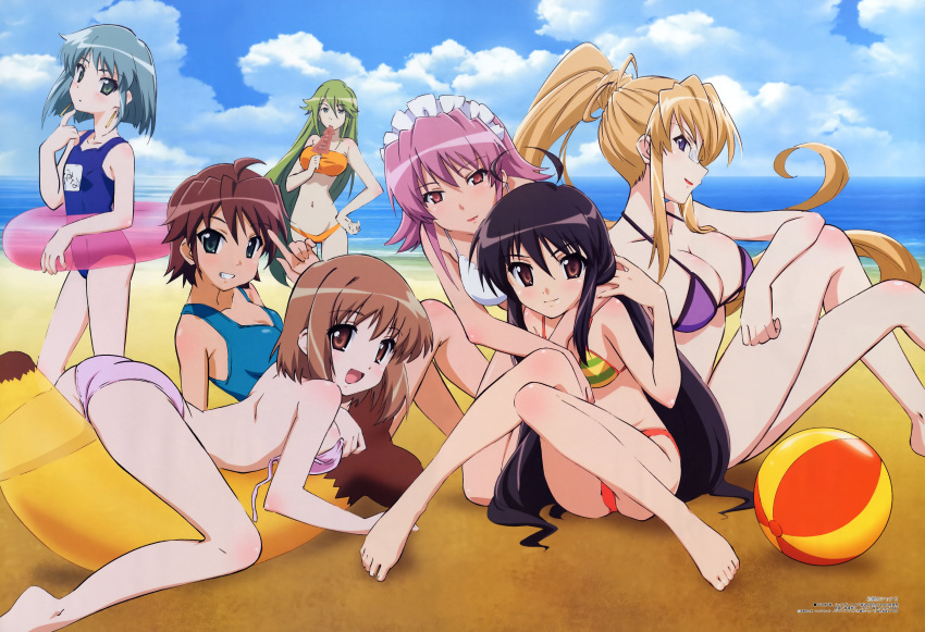 7girls aizawa_sumie banana_boat beach beachball bikini cleavage innertube konoe_fumina maid_headdress margery_daw mizugi ogata_matake pheles shakugan_no_shana shana squid sukumizu wilhelmina_carmel yoshida_kazumi