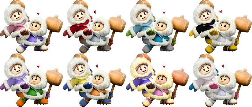 1boy blue_eyes blush brown_hair female gloves hammer ice_climber ice_climbers nana popo super_smash_bros.