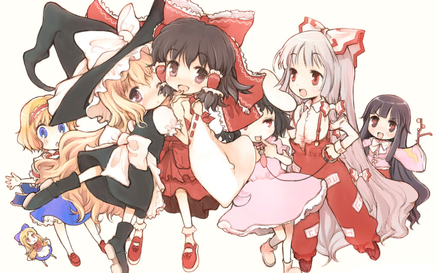 alice_margatroid fujiwara_no_mokou hakurei_reimu houraisan_kaguya inaba_tewi kirisame_marisa ricecandy shanghai touhou