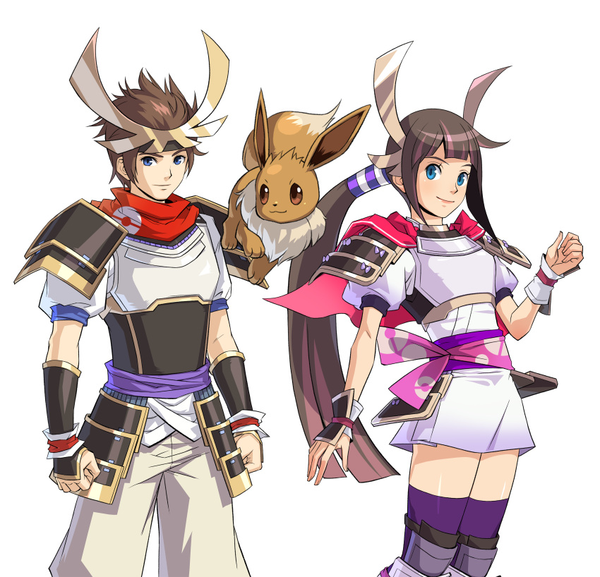 1boy absurdres eevee female female_protagonist_(pokemon_+_nobunaga_no_yabou) furry highres male_protagonist_(pokemon_+_nobunaga_no_yabou) nobunaga_no_yabou official_art pokemon pokemon_+_nobunaga_no_yabou