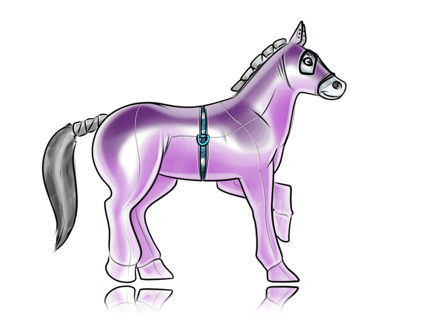 2023 4:3 adeer ambiguous_gender black_tail bodysuit clothed clothed_feral clothing d-ring digital_media_(artwork) equid equine feral glistening glistening_bodysuit glistening_clothing glistening_skinsuit hooves horse looking_forward mammal one_leg_up purple_bodysuit purple_clothing purple_skinsuit purple_spandex quadruped raised_leg reflection side_view simple_background skinsuit smile solo spandex spandex_suit standing tail tight_clothing unguligrade white_background wrapped_tail zipper