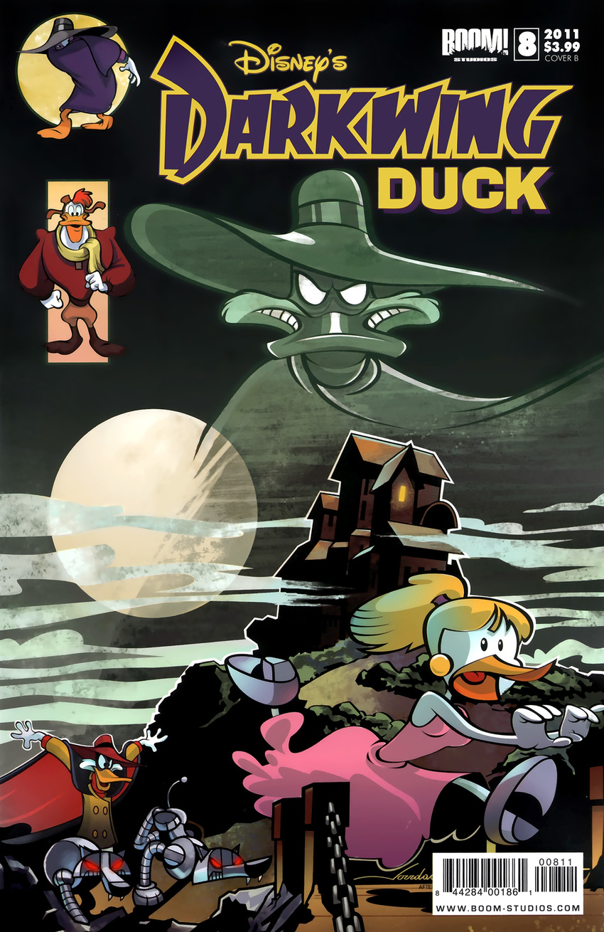 anatid anseriform anthro avian bird clothing darkwing_duck disney drake_mallard duck ducktales female group hat headgear headwear hi_res launchpad_mcquack machine male mask moon negaduck official_art robot text unknown_artist url