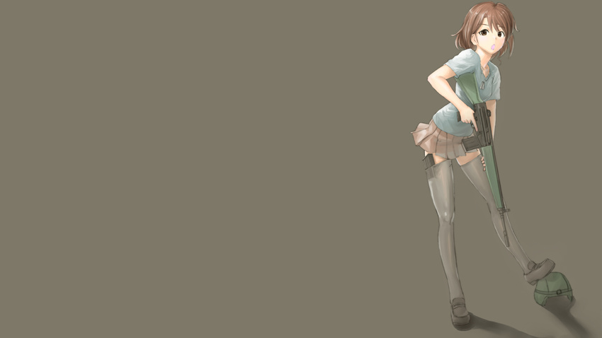 brown_eyes brown_hair g3 gun skirt thighhighs weapon