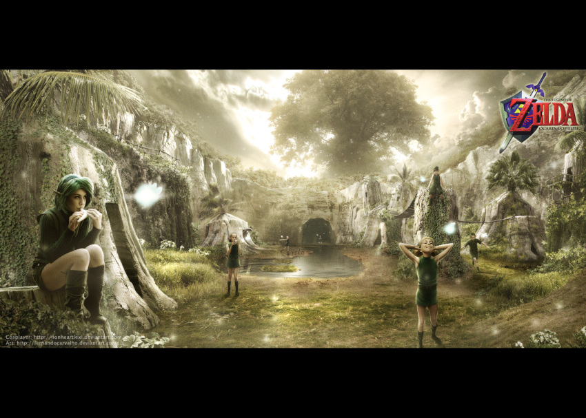 cave cliffs clouds elfin fantasy_environ forest grass homes kokiri rocks sky tagme the_legend_of_zelda trees