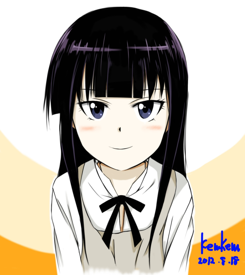 apron black_eyes black_hair commentary_request female highres kem_kem long_hair solo working!! yamada_aoi