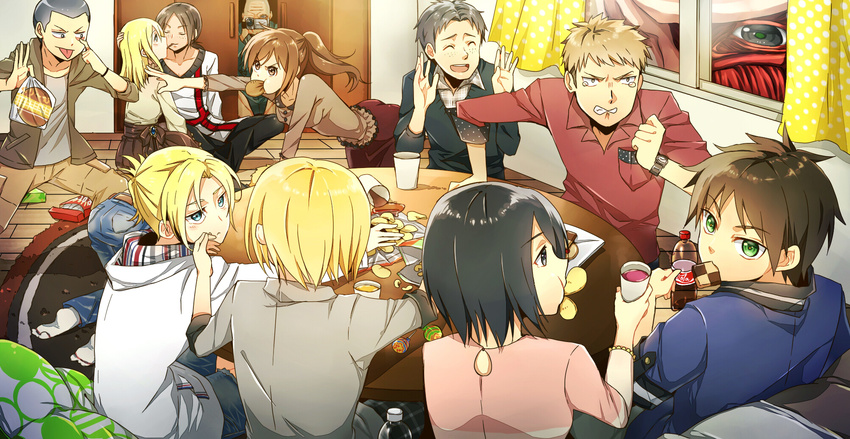 annie_leonhardt armin_arlert christa_renz colossal_titan conny_springer eren_jaeger food fumio_(kanmi) jean_kirchstein keith_shadis marco_bodt mikasa_ackerman reiner_braun sasha_browse shingeki_no_kyojin ymir_(shingeki_no_kyojin)