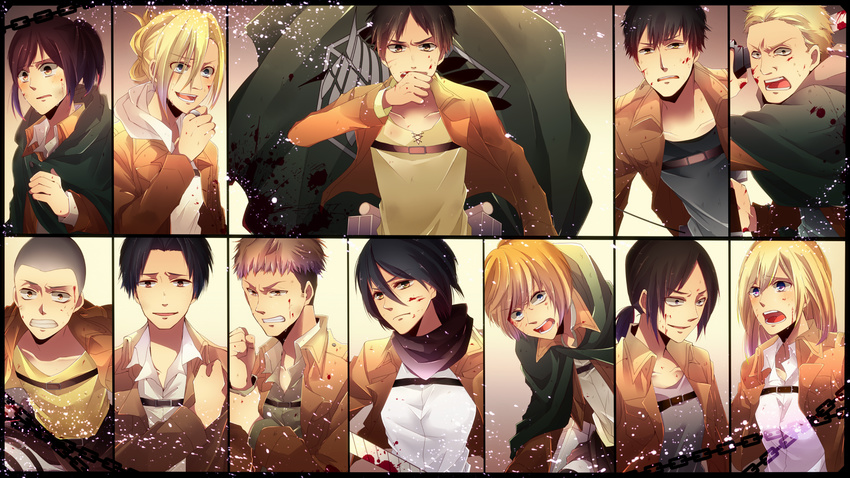 annie_leonhardt armin_arlert bertholt_fubar blood christa_renz conny_springer eren_jaeger gegege_no_chihiro jean_kirchstein marco_bodt mikasa_ackerman reiner_braun sasha_browse shingeki_no_kyojin ymir_(shingeki_no_kyojin)