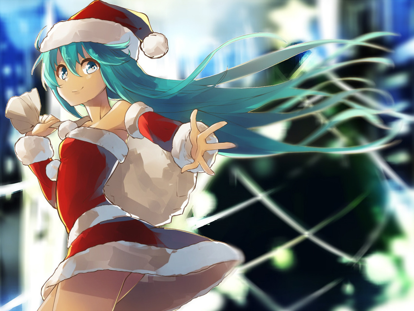 christmas hatsune_miku merumayu santa_costume vocaloid