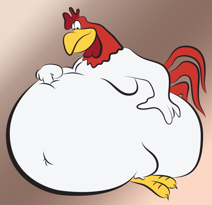 2011 anthro ass avian beak belly big_beak big_belly big_butt bird chicken claws dino.d.dice feathers foghorn_leghorn galliform gallus_(genus) hand_on_butt hi_res leghorn_chicken looking_down looney_tunes male morbidly_obese morbidly_obese_anthro morbidly_obese_male navel nude obese obese_anthro obese_male orange_beak overweight overweight_anthro overweight_male phasianid solo standing tail tail_feathers toe_claws warner_brothers white_body