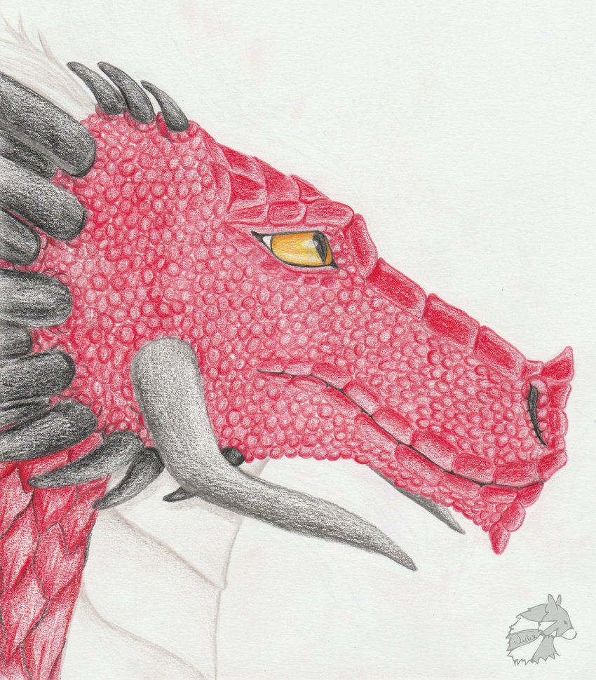 absurd_res anthro ayako car_furso dragon female headshot_portrait hi_res horn mythological_creature mythological_scalie mythology portrait scalie traditional_media_(artwork) yenza