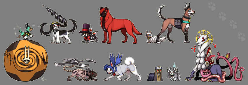 android animalization ball bloody_marie_(skullgirls) blue_eyes canine cerebella_(skullgirls) double_(skullgirls) dual_persona emlan eyepatch feline filia_(skullgirls) hair_over_one_eye highres monster ms._fortune_(skullgirls) no_humans painwheel_(skullgirls) parasoul_(skullgirls) peacock_(skullgirls) prehensile_hair red_eyes red_hair samson_(skullgirls) skullgirls tentacle valentine_(skullgirls) vice-versa_(skullgirls)