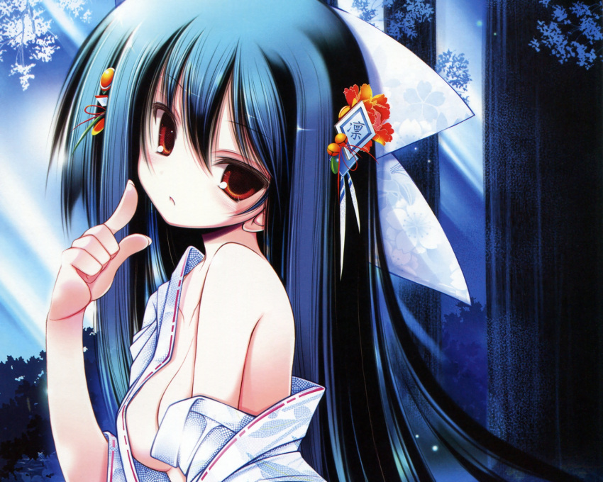 japanese_clothes long_hair no_bra original red_eyes tenmu_shinryuusai