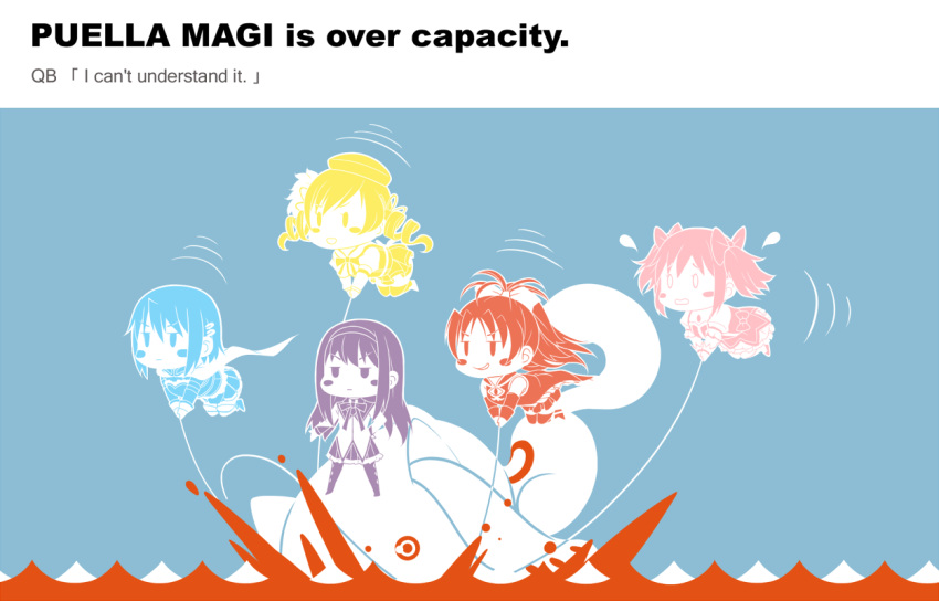 5girls akemi_homura akemi_homura_(magical_girl) blood cape chibi commentary_request english_text fail_whale kaname_madoka kaname_madoka_(magical_girl) kyuubee long_hair mahou_shoujo_madoka_magica mahou_shoujo_madoka_magica_(anime) miki_sayaka miki_sayaka_(magical_girl) multiple_girls pantyhose parody pool_of_blood sakura_kyoko sakura_kyoko_(magical_girl) thighhighs tomoe_mami tomoe_mami_(magical_girl) tsukumo_(soar99) twitter