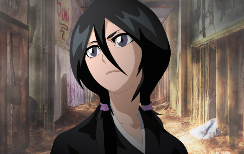 black_hair bleach kuchiki_rukia purple_eyes short_twintails twintails twintails