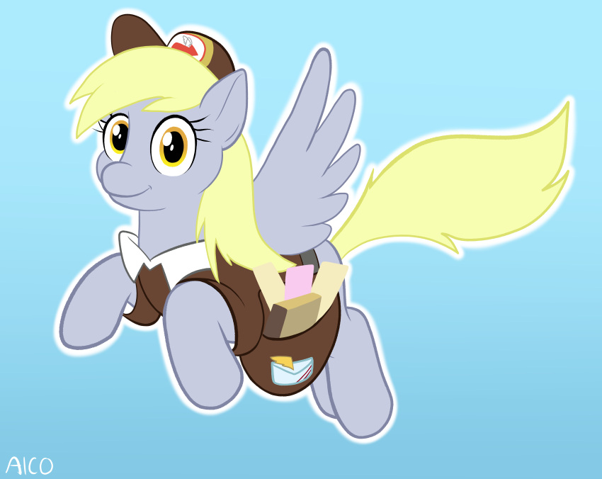 absurd_res alcosaurusrex clothing derpy_hooves envelope equid equine feathered_wings feathers female friendship_is_magic hair hasbro hat headgear headwear hi_res horse mammal my_little_pony mythological_creature mythological_equine mythology pegasus superabsurd_res wings yellow_eyes