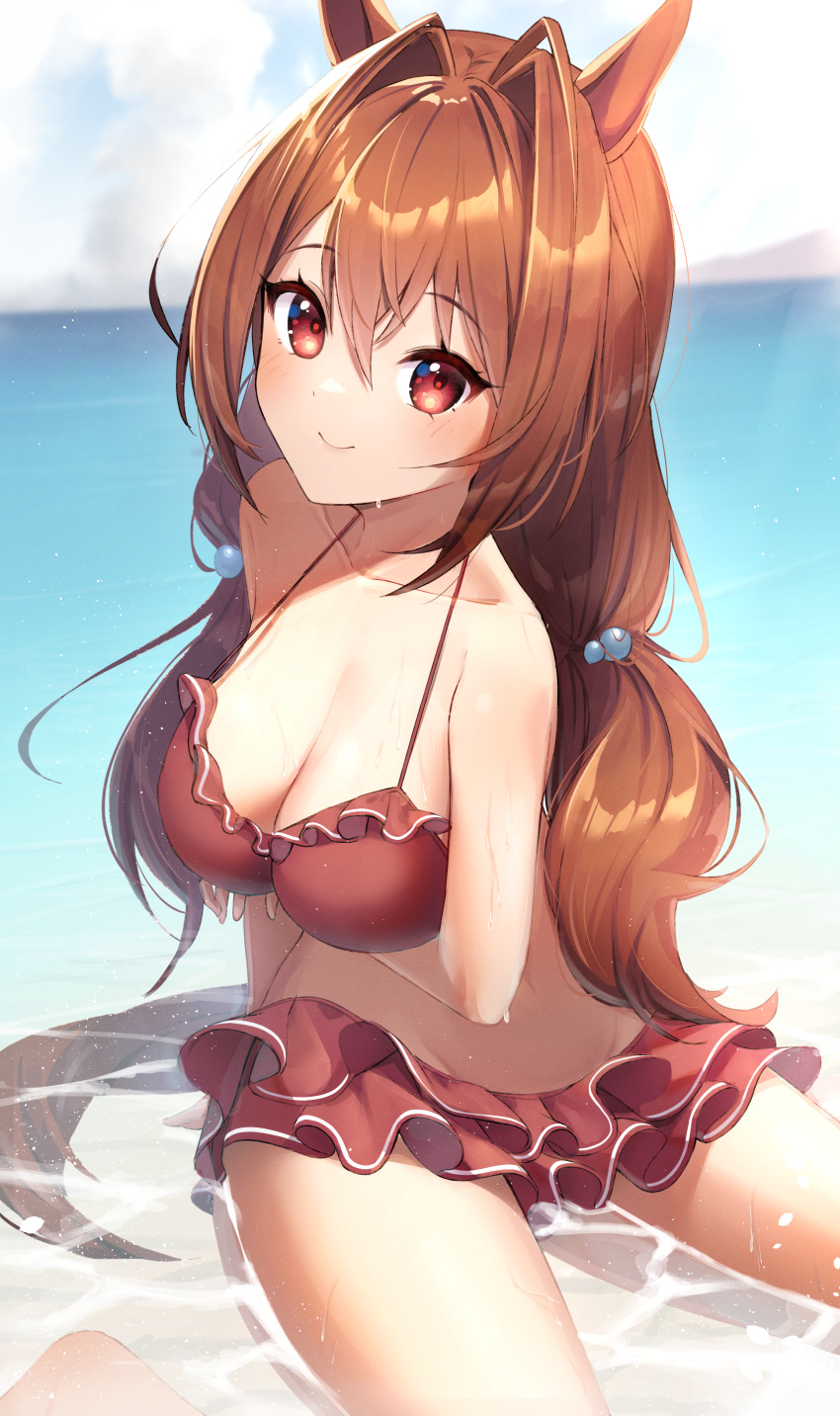 animal_ears bikini daiwa_scarlet_(umamusume) skirt_lift swimsuits tail takom uma_musume_pretty_derby