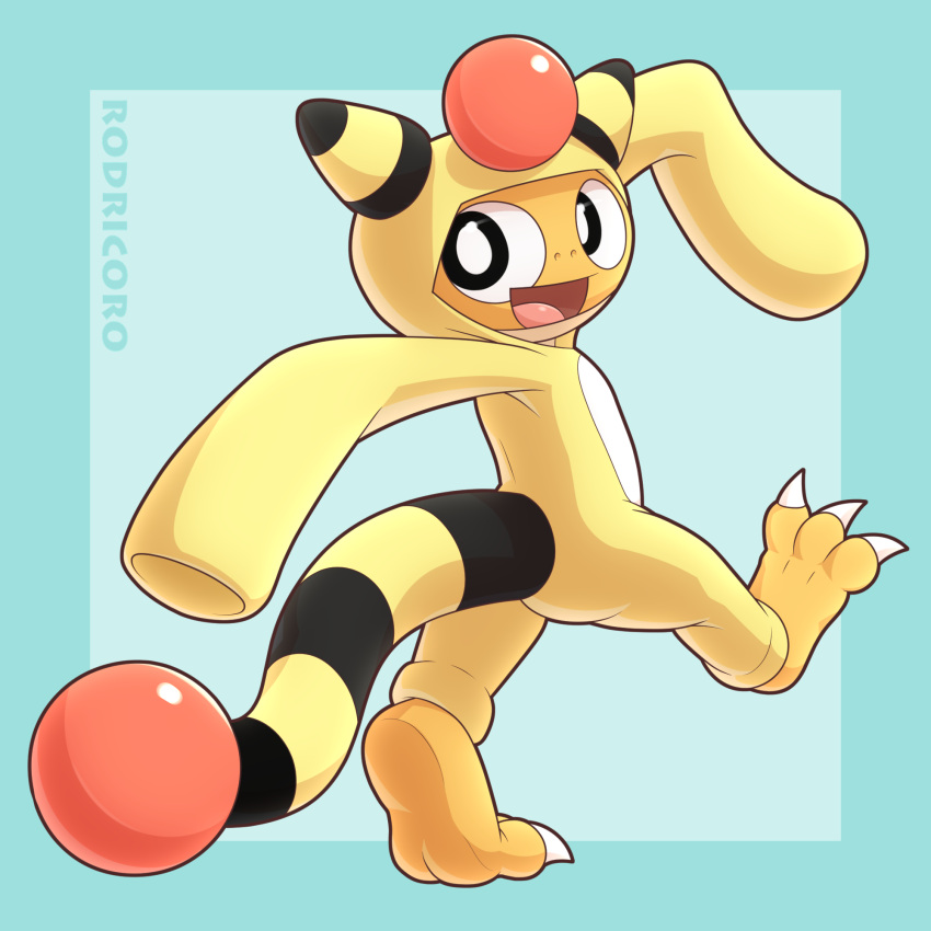 1:1 3_toes amphy anthro barefoot claws clothing feet generation_5_pokemon gobanire hi_res looking_back male nintendo onesie paws pokemon pokemon_(species) scraggy soles solo tail toe_claws toes