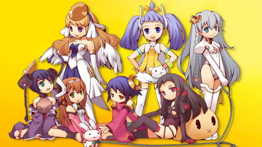 ar_tonelico ar_tonelico_2 aurica_nestmile chibi cloche_leythal_pastalia jacqli luca_trulyworth misha_arsellec_lune pom rabbit shurelia