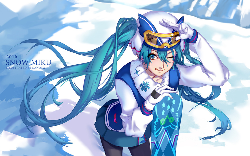 aqua_eyes aqua_hair hatsune_miku kanoya long_hair snow twintails vocaloid yuki_miku