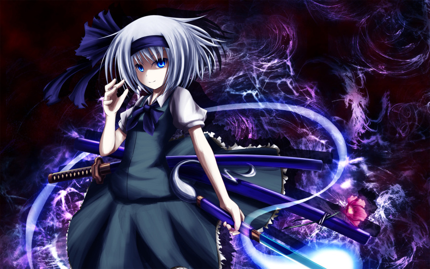 blue_eyes duplicate katana kiddy_grade konpaku_youmu sword touhou weapon