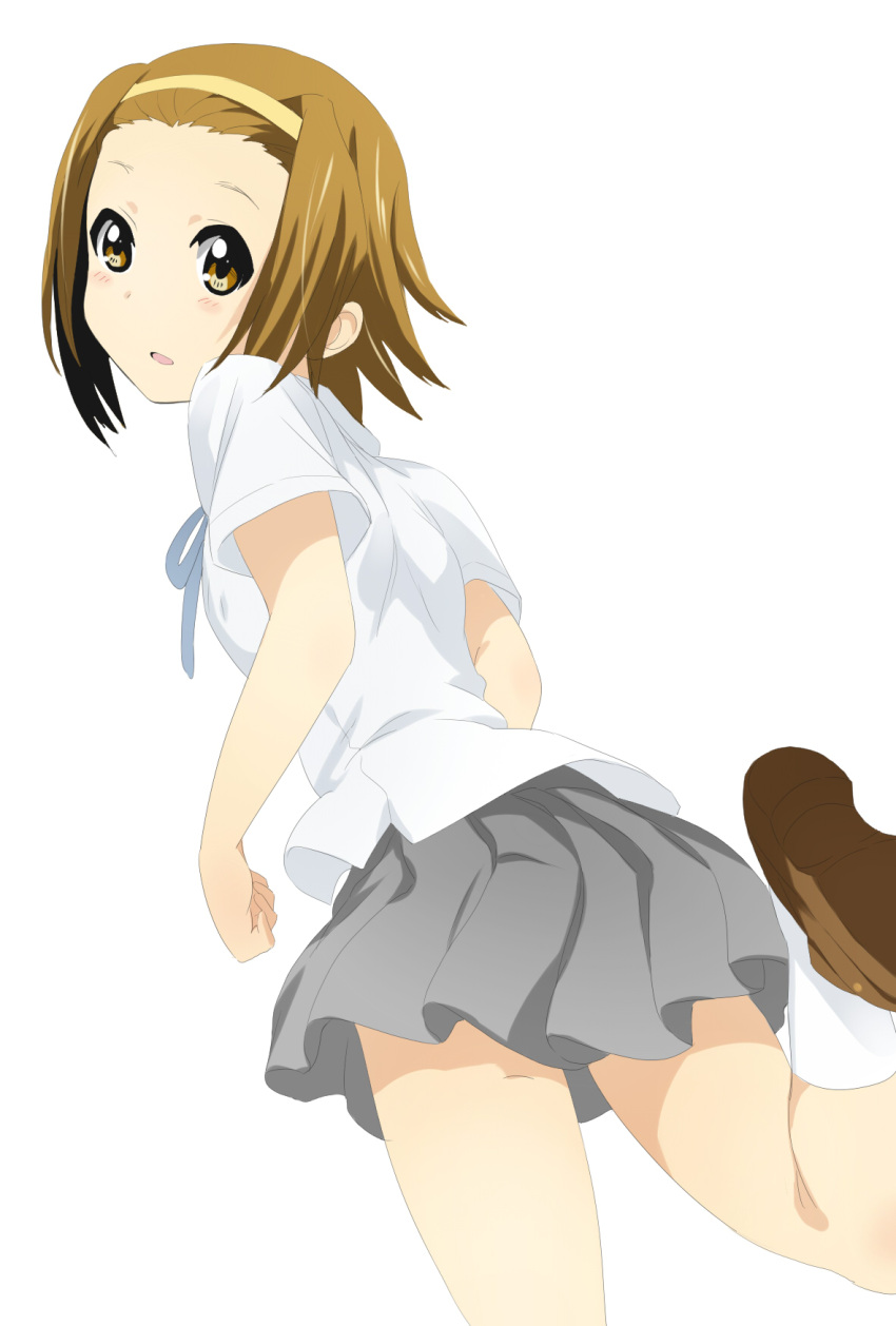 brown_eyes brown_hair commentary_request female from_behind hairband highres k-on! looking_back sakuragaoka_high_school_uniform school_uniform short_hair tainaka_ritsu zzzz_(bbqvg)