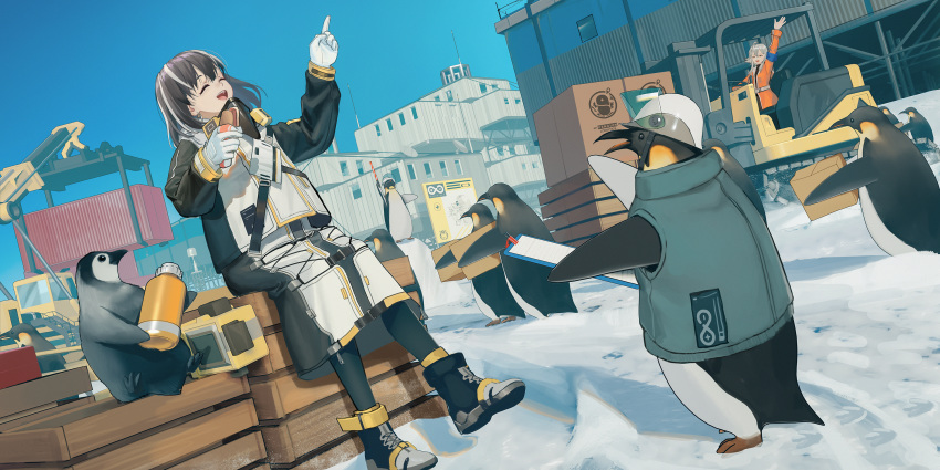 animal arknights codec007 magallan_(arknights) penguin sky