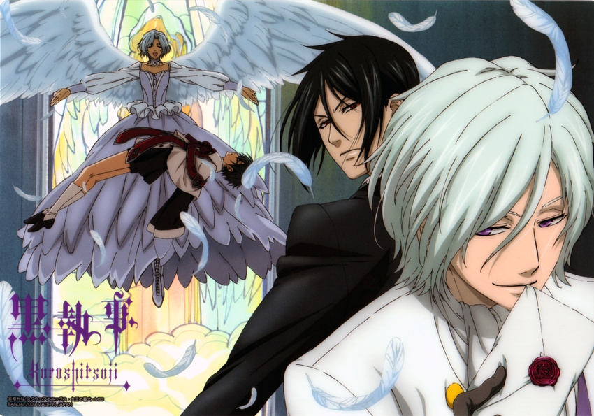 angela ash ciel_phantomhive dress kuroshitsuji sebastian_michaelis wings