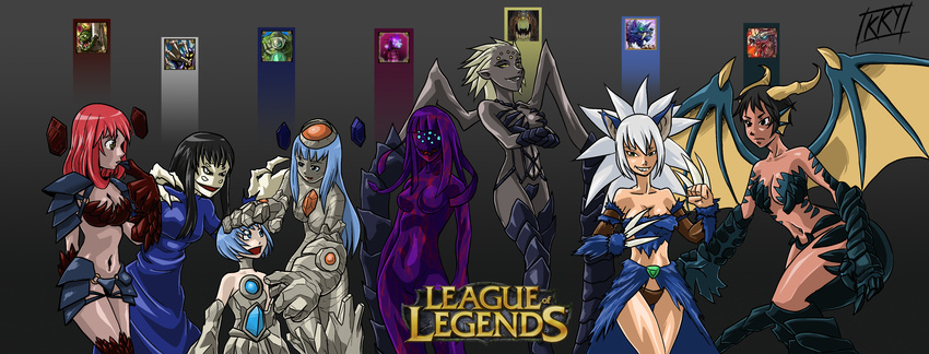 6+girls absurdres baron_nashor commentary_request dragon highres kukuruyo league_of_legends monster_girl multiple_girls personification photoshop_(medium)