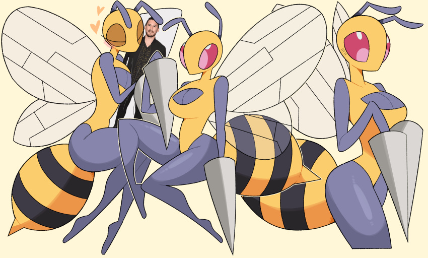 absurd_res antennae_(anatomy) anthro anthrofied arthropod arthropod_abdomen beedrill big_breasts blush body_pillow breasts cleavage_cutout clothing cutout digital_media_(artwork) female generation_1_pokemon grey_body heart_symbol hi_res hug hugging_object hugging_pillow idolomantises infatuation insect_wings insects leotard markiplier nintendo photo pillow pokemon pokemon_(species) pokemorph pseudo_clothing real_world red_eyes simple_background small_waist solo stinger translucent translucent_wings wide_hips wings yellow_body