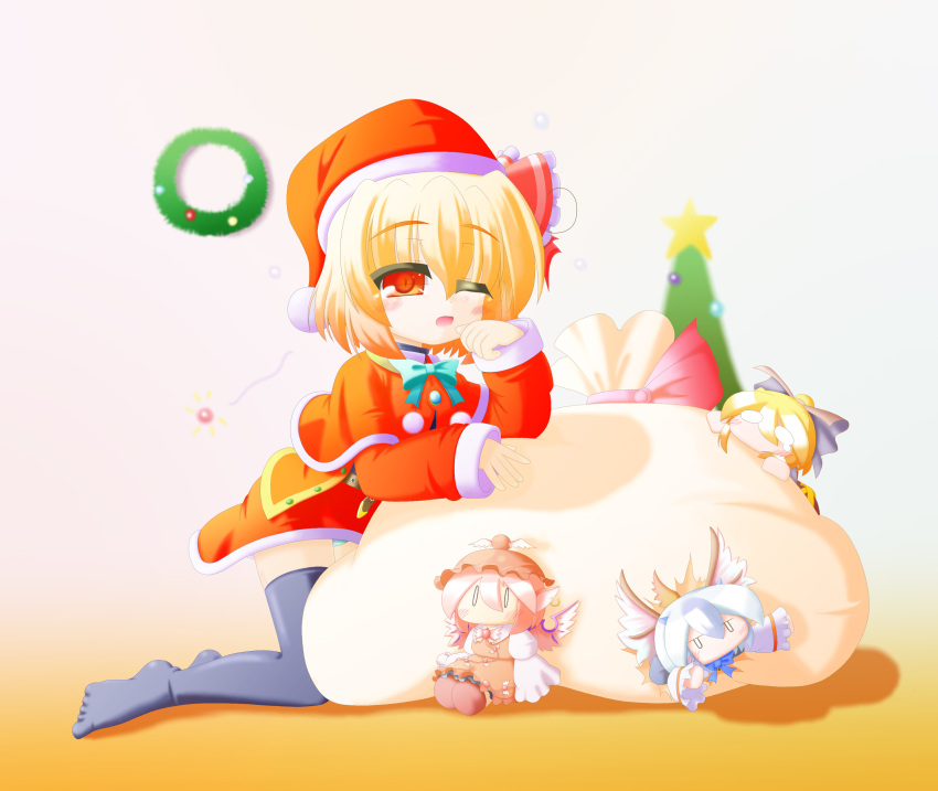 christmas kurodani_yamame mystia_lorelei rumia tagme thigh-highs tokiko touhou