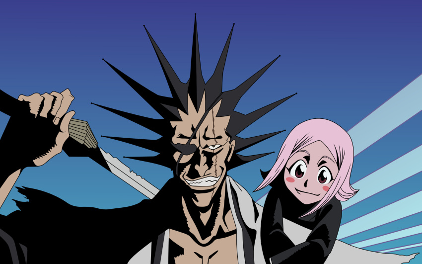 bleach blue kusajishi_yachiru sword vector zaraki_kenpachi